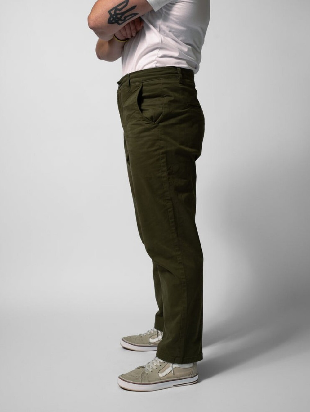 Peau De Loup Olive Green Straight-Leg Trousers - Size 16
